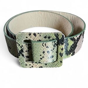Snake skin print Belt with Square Buckle green cosplay Y2K witchy whimsy goth